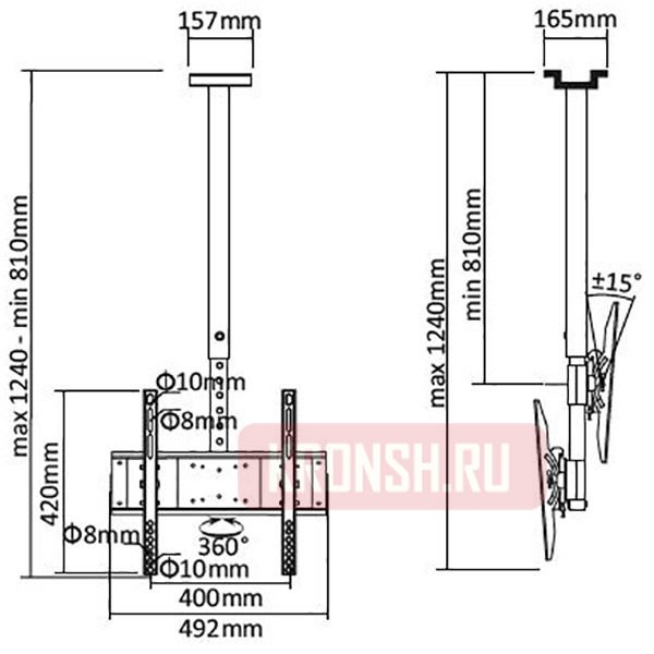 Потолочный кронштейн для телевизора Electriclight КБ-01-36