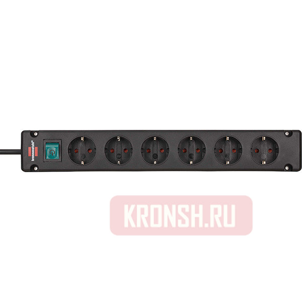 Brennenstuhl 6 розеток, 3 м, чёрный 