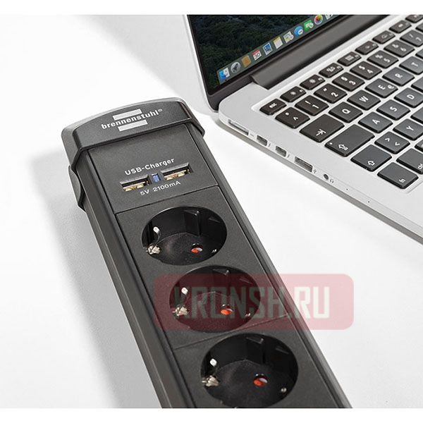 Удлинитель Brennenstuhl (6 розеток, 3 м, чёрный), 1951160601