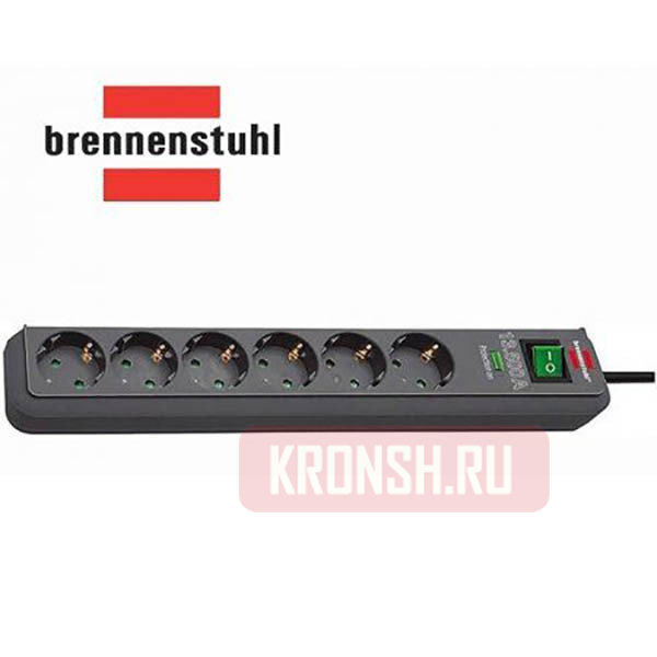 Сетевой фильтр Brennenstuhl (6 розеток, 1,5 м, чёрный), 1159710