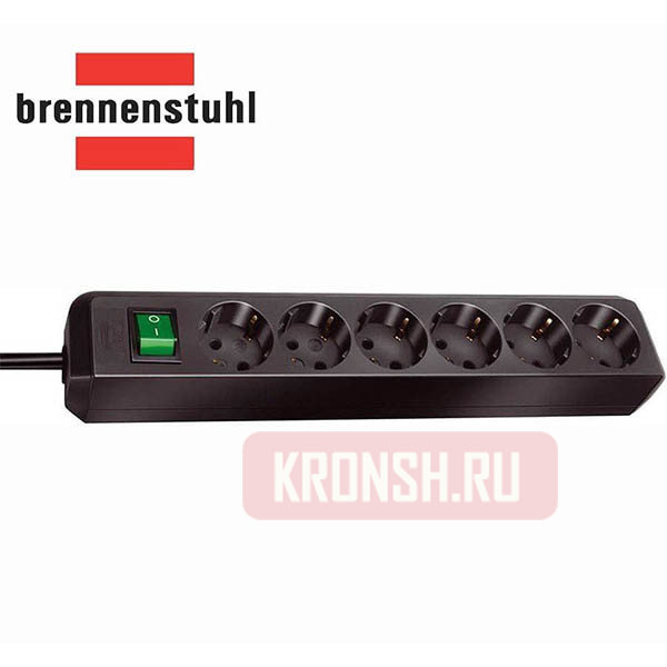 Удлинитель Brennenstuhl (6 розеток, 1,5 м, чёрный), 1159500015