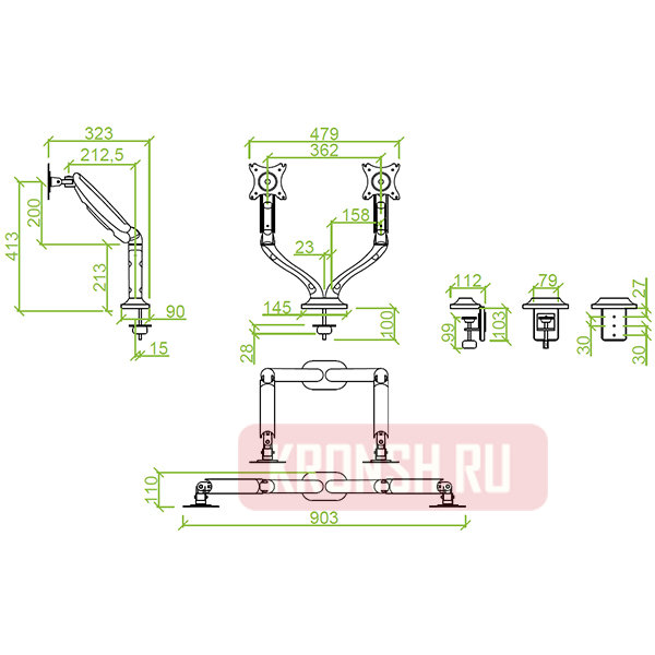 Кронштейн для мониторов ErgoFount BMMC-02C