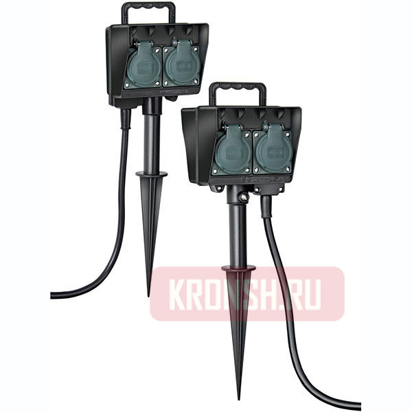 Удлинитель садовый Brennenstuhl (2 розетки, 1,5 м, чёрный), 1154430