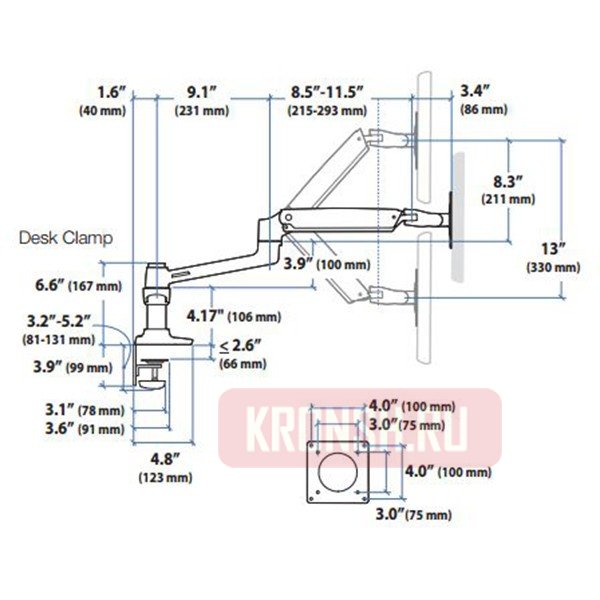 Кронштейн для двух мониторов Ergotron 45-491-216