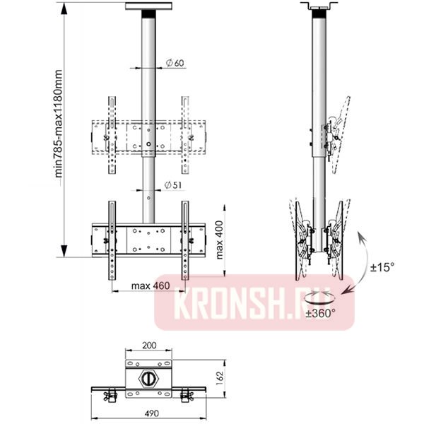 Потолочный кронштейн для телевизора Electriclight КБ-01-78