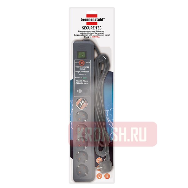 Сетевой фильтр Brennenstuhl (6 розеток, 3 м, чёрный), 1159540376