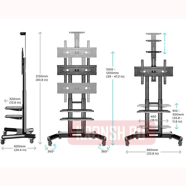 Мобильный стенд Onkron TS1552 (чёрный) 
