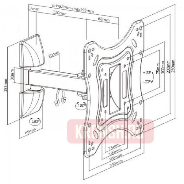 Кронштейн для телевизора iTECHmount LCD-52B (чёрный)
