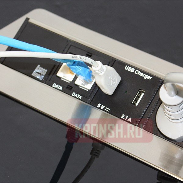 Встраиваемый розеточный блок Kondator 935-F200 (220Vx2, RJ 45x2, USBx2)