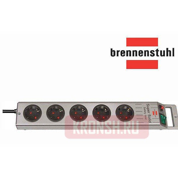 Удлинитель Brennenstuhl (5 розеток, 2,5 м, серебристый), 1153340115